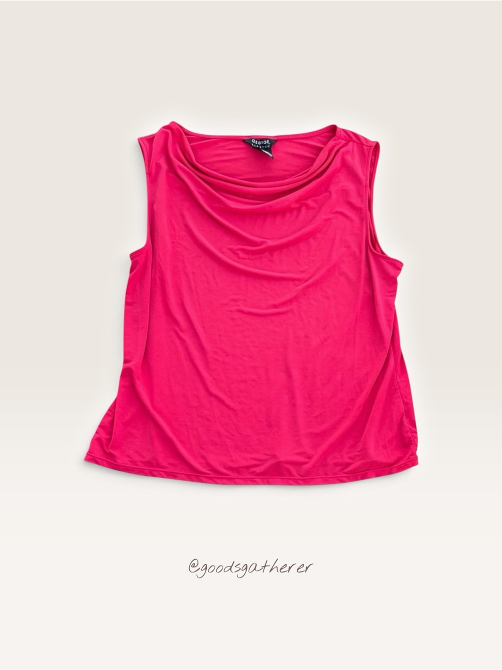 George Stretch Rose Peony Pink Cowl Neck Sleeveless Top XL 18